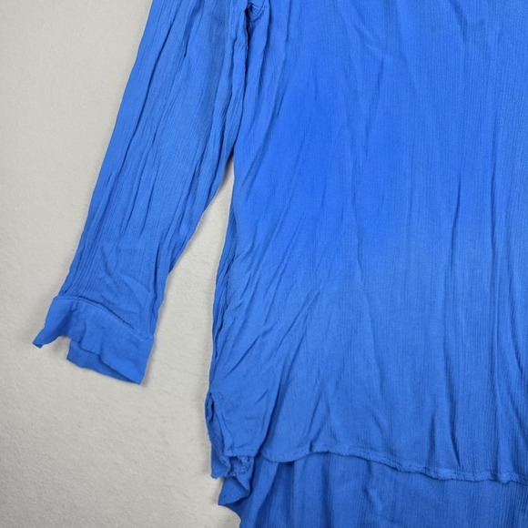 Mynah Womens‎ Swim Coverup M Blue Long Sleeve V-Neck Cruise Beach 100% Rayon - Picture 5 of 15
